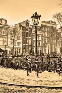 Innere Stadt von Amsterdam Niederlande Sepia