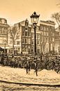 Binnenstad van Amsterdam Nederland Sepia van Hendrik-Jan Kornelis thumbnail
