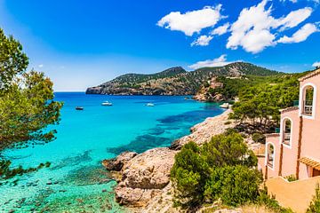 Idyllisch zeezicht op het eiland Mallorca, prachtige kust van de baai van Camp de Mar van Alex Winter