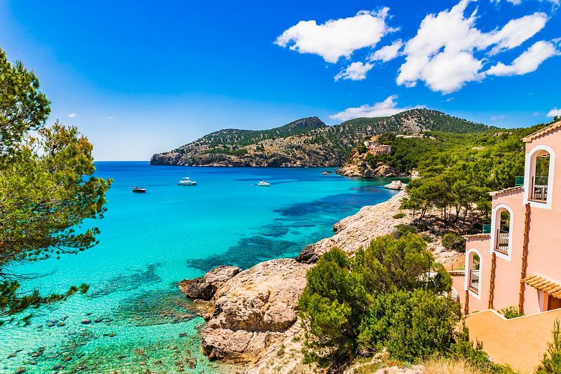 Idyllic sea view on Majorca island, beautiful coast of Camp de Mar bay by Alex Winter
