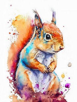Eekhoorn aquarel van Tan Nguyen