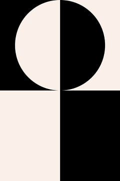 Zwart-wit minimalistische geometrische poster met cirkels 8 van Dina Dankers