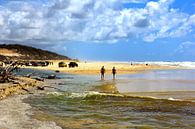 Wandeling op het strand van Fraser Island Australië van Daphne de Vries thumbnail