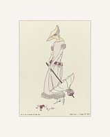 The parasol | A triptych | Spring Art Deco fashion print | Pastel | Historical Advertisement
