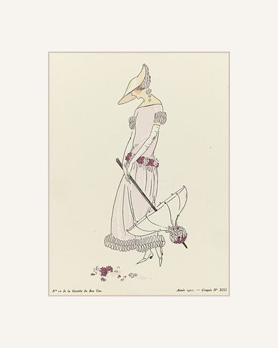 Der Sonnenschirm | Ein Triptychon | Frühling Art Deco Modedruck | Pastell | Historische Werbung