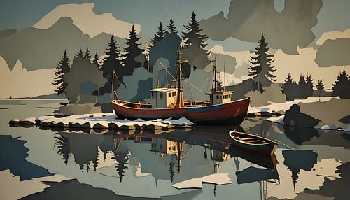 Vissersboot op een Zweeds meer