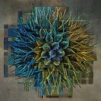 Abstract figure with blue and yellow shades
