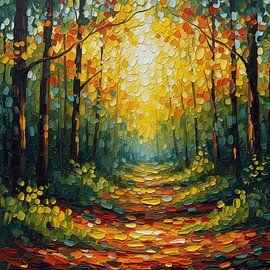 Sonnendurchfluteter Pfad: Die Reise eines Impressionisten durch die Herbstwälder von Artistic