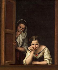 Twee vrouwen bij een raam, Bartolomé Esteban Murillo...