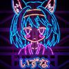 Cute Anime Girl Neon Sign by Vectorheroes