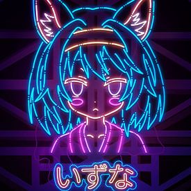 Schattig Anime Meisje Neon Teken van Vectorheroes