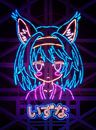 Schattig Anime Meisje Neon Teken van Vectorheroes thumbnail