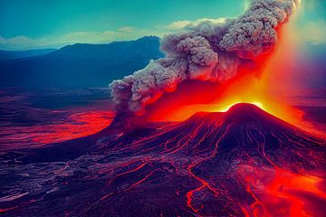 Volcanic Eruption Landscape Art Illustration 02 by Animaflora PicsStock