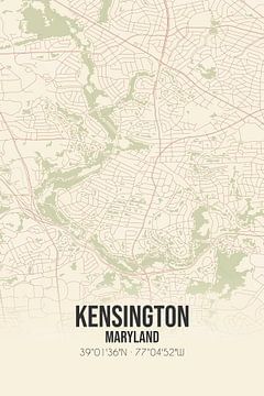 Vintage landkaart van Kensington (Maryland), USA. van MijnStadsPoster