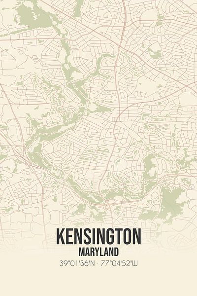 Vintage map of Kensington (Maryland), USA. by Prints of Place