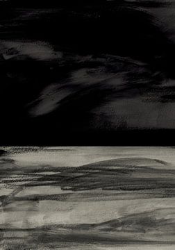 Minimalistisch abstract in zwart-wit. Onder de donkere hemel. van Dina Dankers