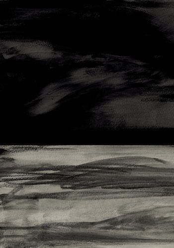 Minimalistisch abstract in zwart-wit. Onder de donkere hemel.