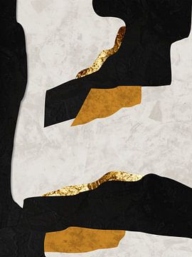 Organische Abstrakte Gold Kunst In Erdtönen Minimalistische