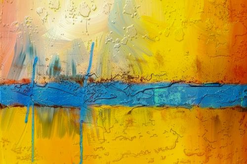 Abstract Geel Schilderij voor Interieur - Mellow Yellow Mood