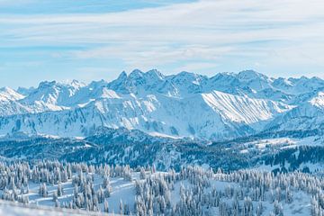 Allgäuer Hoogalpen in de winter met de top van Trettach van Leo Schindzielorz