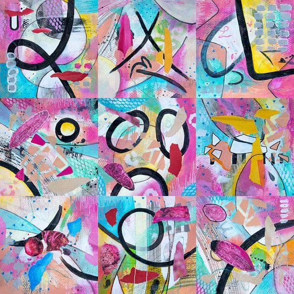 Pink and blue abstract sense of spring by Lida Bruinen