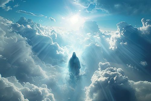 God in de hemel op zijn troon