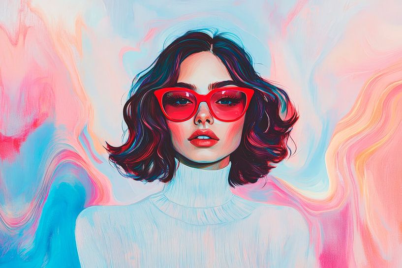 Futuristic woman with red sunglasses by Poster Art Shop