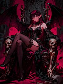ANIME Demon Queen Throne – Gothic Succubus Empress Dark Fantasy Royalty