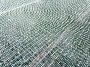 Greenhouse for growing vegetables aerial view from above