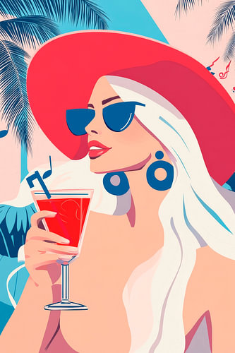 Zonnige strandsfeer met cocktails en stijl