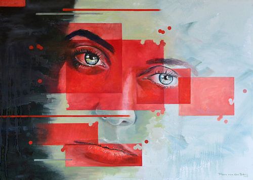 Green lady with red squares