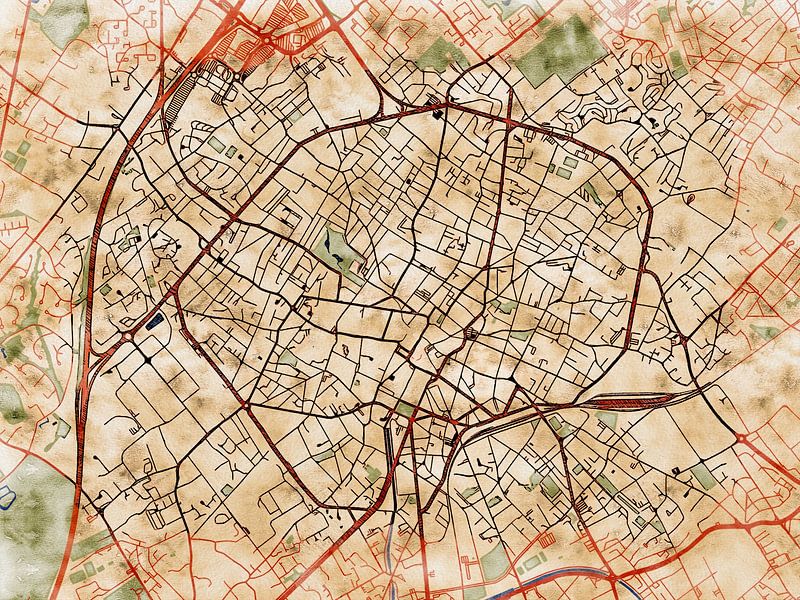 Map of Tourcoing with the style 'Serene Summer' by Maporia
