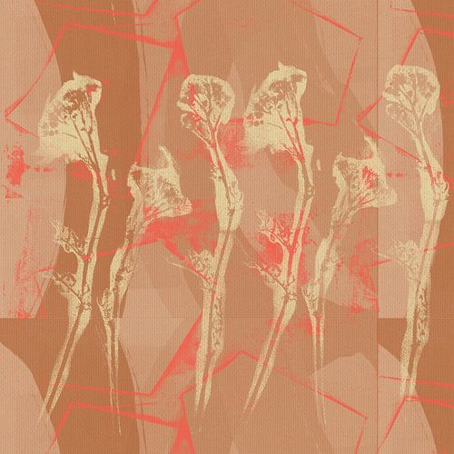 Retro botanisch in neonroze en bruin.