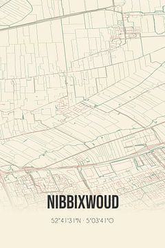 Vintage landkaart van Nibbixwoud (Noord-Holland) van Rezona