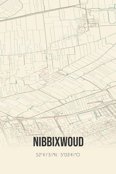 Alte Karte von Nibbixwoud (Nordholland) von Ortsdrucke