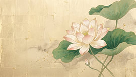 Japanischer Lotus im goldenen Minimalismus von Siti Zuliana