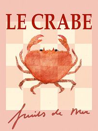 Hand-drawn Modern Crab Artwork - Customised Maritime Wall Decoration by Kirtah Designs