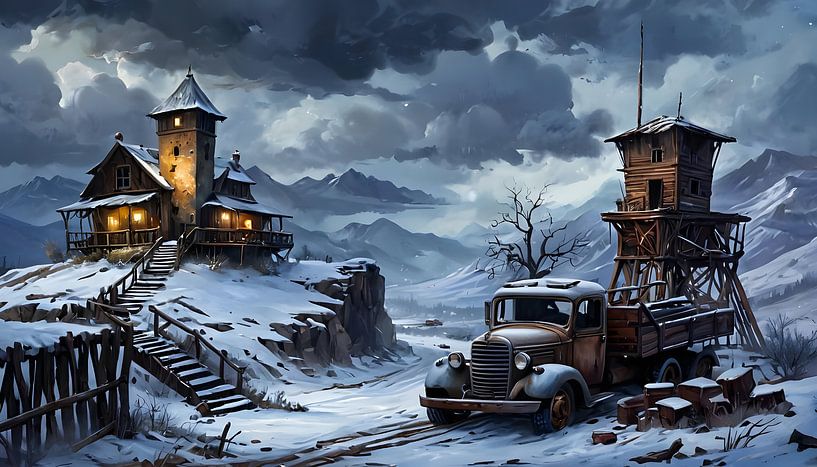 mysterious tower-like building in the wild west, steampunk by Nick Wendt