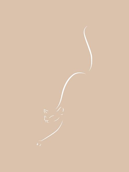 Cat, beige white by Kemona art