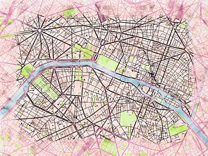 Karte von Paris centrum im stil 'Soothing Spring'