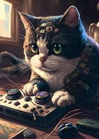 Cat Playing Video Game