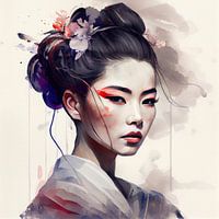 Aquarell Moderne Geisha #8