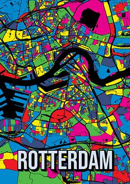 Rotterdam Pop Art Kleurijke Stadskaart Kaart van Jorn van Hezik