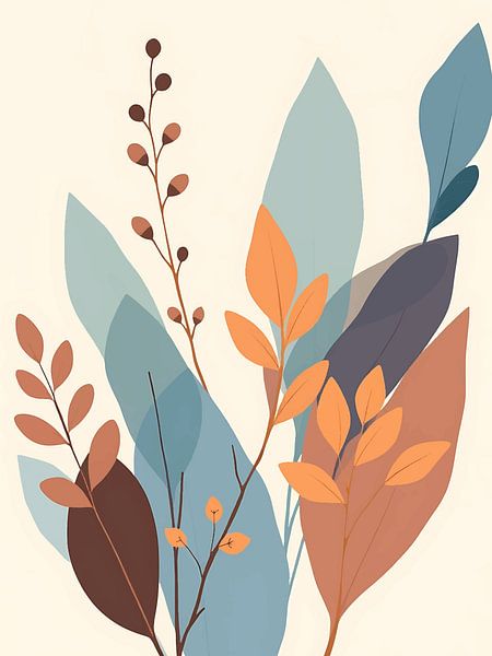 Blue and Orange Leaves by Ini Rendybovi
