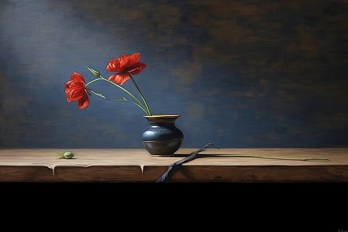 Mohn | Traumhafte Farbfülle | Florale Pracht in Marineblau, Ziegelrot, Elfenbein und