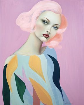 Kleurrijk modern portret van Carla Van Iersel