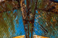 Bow of weathered ship.