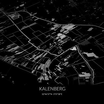 Zwart-witte landkaart van Kalenberg, Overijssel. van Rezona