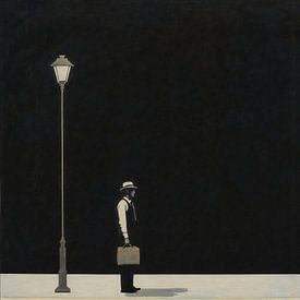 Minimalistisch schilderij van eenzaamheid van Jan Keteleer