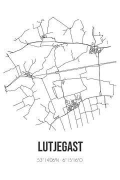 Lutjegast (Groningen) | Karte | Schwarz und Weiß von Rezona